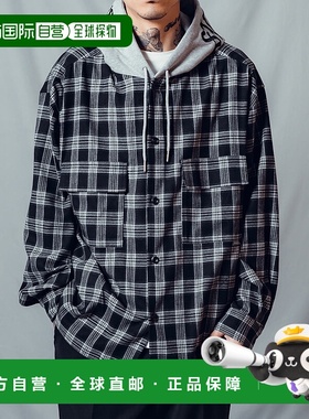 1h可退 日本直邮Subciety 男女同款复古格纹连帽衬衫 10120074