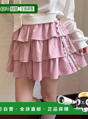 1h可退 日本直邮PHILLY 女装 弹力抗皱针织 迷你裙 蕾丝拼接侧边