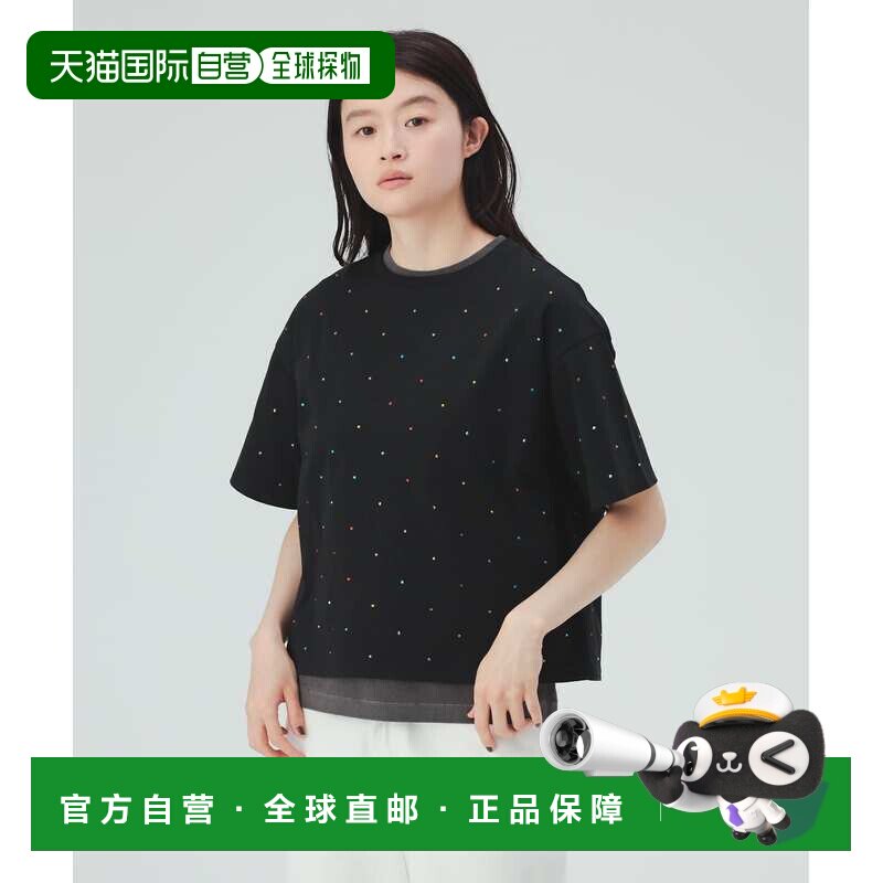 日本直邮BEAMS HEART 女士 全棉天竺T恤 彩色手工水钻装饰 430403图片
