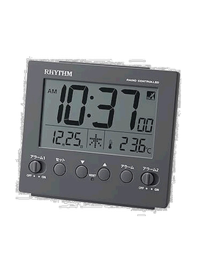 日本直邮RHYTHM 闹钟 D236 8RZ236SR82 深灰色 卧室