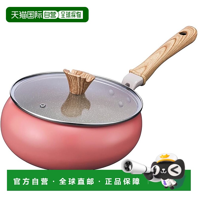 【日本直邮】同志社 平底炒锅 24cm 深型 IH燃气 PFOA无 M号 珊瑚