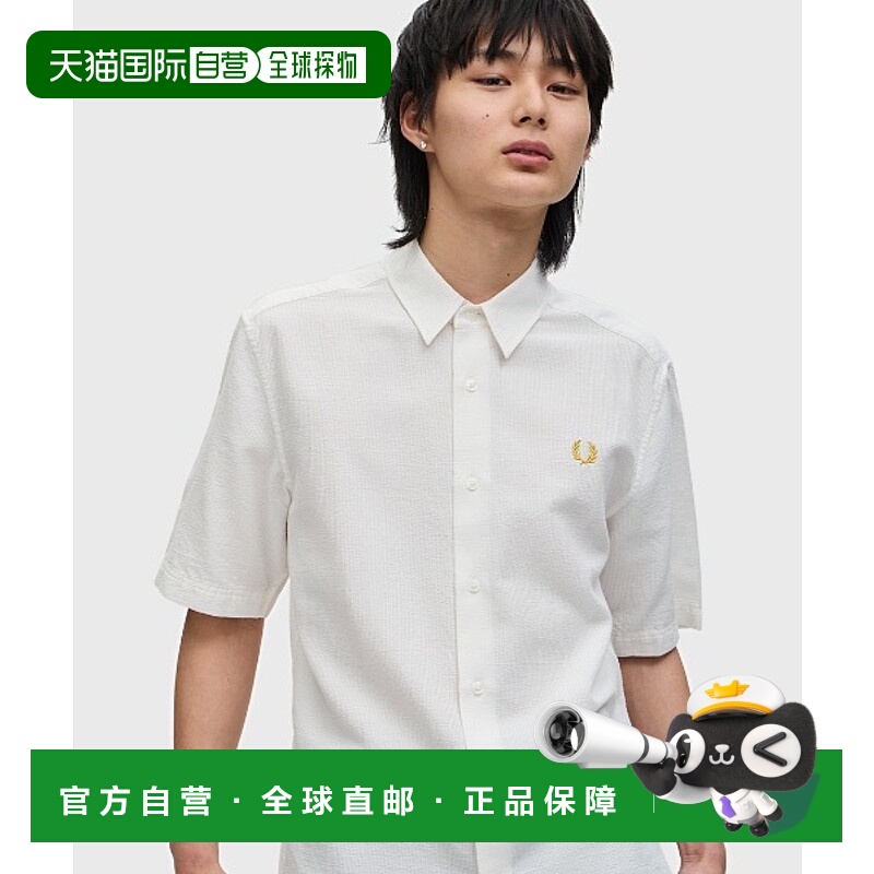1h可退 日本直邮FRED PERRY 男女同款立体纹理短袖衬衫 M9902纯棉