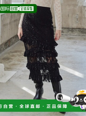 1h可退 日本直邮etre loin 女装 亮片蕾丝分层裙 后开衩设计 1250