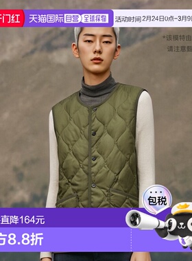 日本直邮TAION 内羽绒背心外套男女纽扣防水羽绒背心橄榄 004B2ML