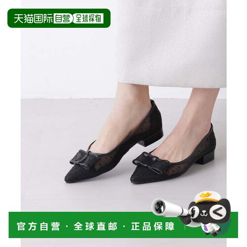 日本直邮波点绒面蝴蝶结高跟鞋 黑色