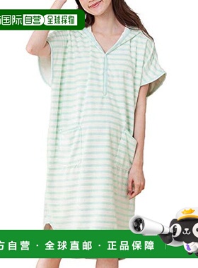 【日本直邮】inujirushi犬印本铺孕妇装棉质睡衣产后用绿色条纹M~