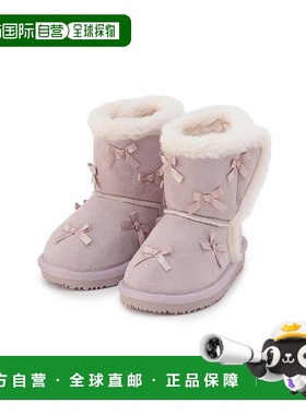 日本直邮日潮 petit main儿童蝴蝶结侧边拉链毛绒靴9654410雪地靴
