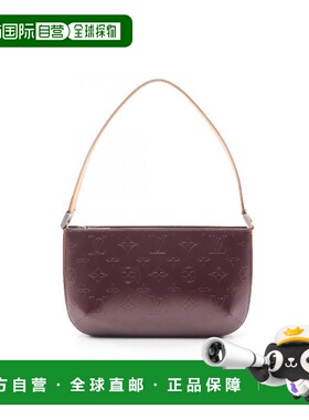 日本直邮中古LV路易威登女包A级95新Handbag手包漆皮手提包紫色