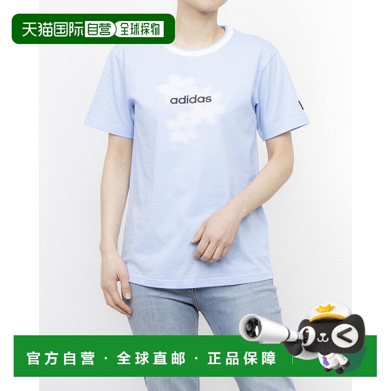 日本直邮阿迪达斯女款 Shadow Floral 印花短袖T恤蓝色JP0116