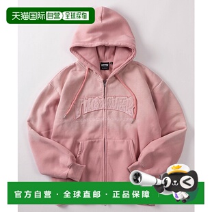 1h可退 日本直邮THRASHER男女同款褪色刺绣加绒连帽拉链外套 TH26