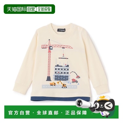 1h可退 日本直邮kladskap 儿童工事现场长袖T恤 重工机印花 棉 53