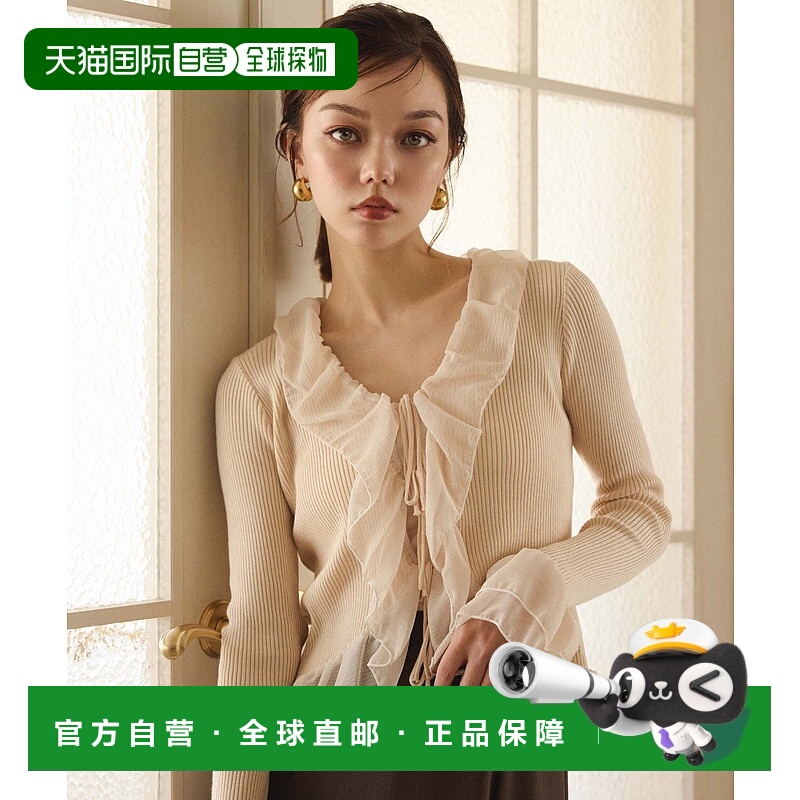 1h可退 日本直邮fifth 女士透明感荷叶边蝴蝶结开衫 ES24F0045