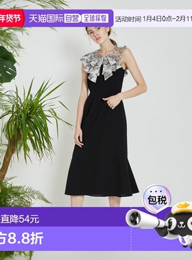 日本直邮日潮 GRL 杜瓦尔德朱伊图案蝴蝶结荷叶边连衣裙 tu604