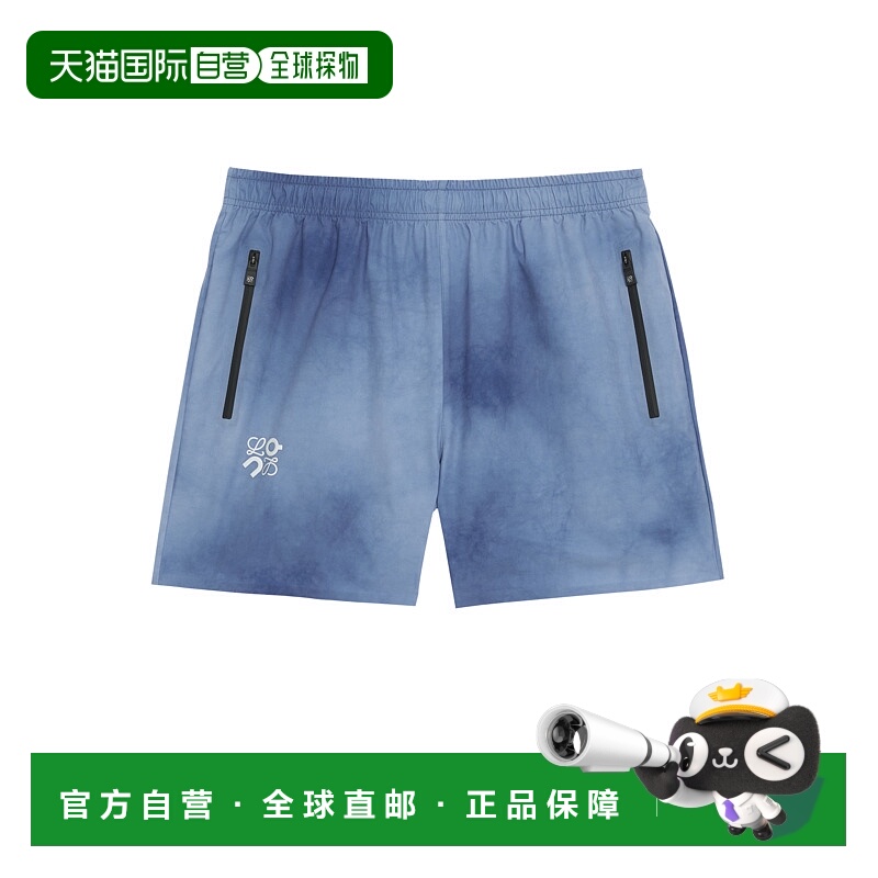 日潮跑腿ON昂跑 LOEWE 蓝色运动扎染短裤 1ue1043