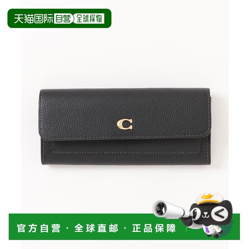 1h可退 日本直邮Coach蔻驰 女士长款翻盖钱包 CAO17 B4BK牛皮