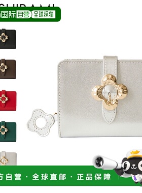 日本直邮Hazel HASHIBAMI 女士对折钱包真皮材质小巧便携有黑色深