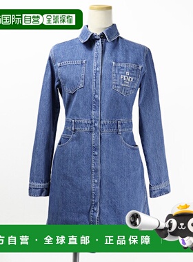 自营｜FENDI 儿童 LOGO牛仔连体裙 JFB641 AMHX女孩