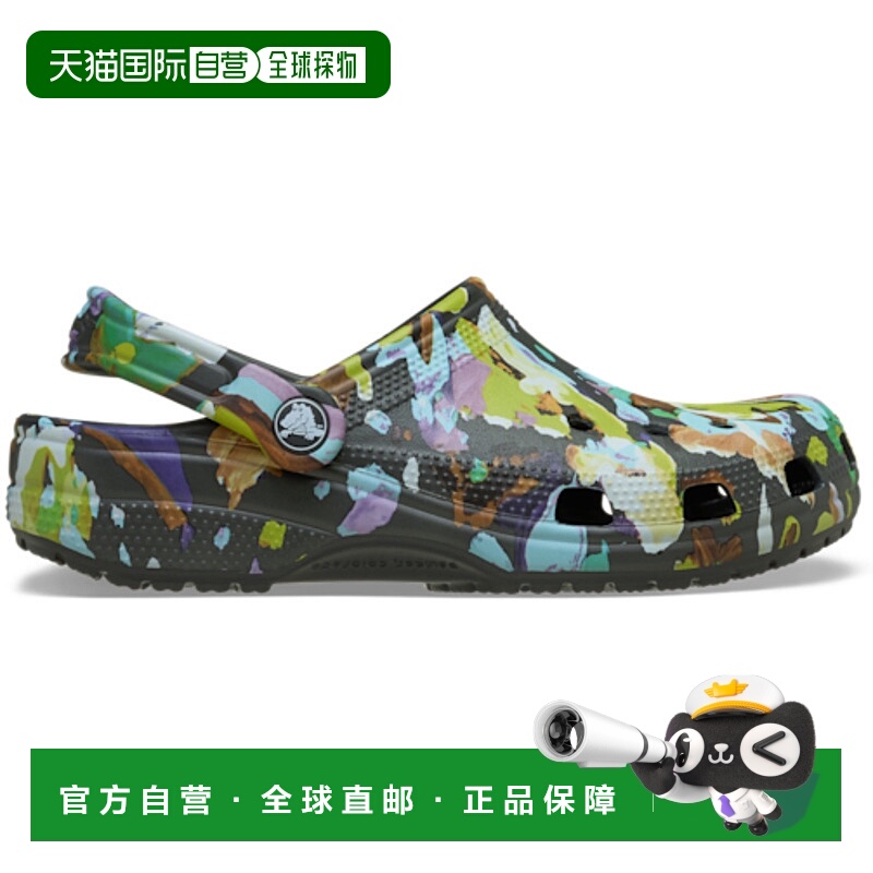 日本直邮Crocs卡骆驰 Classic Painted Floral Clog洞洞鞋黑色女