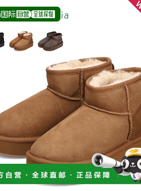 日本直邮emu 短靴女士羊皮STINGER MICRO FLATFORM 2.0黑栗灰黑W1