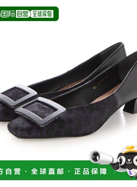 日本直邮日本直邮RABOKIGOSHI  4cm 真皮方头搭扣高跟鞋（紫色组