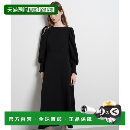 日本直邮LANVIN en Bleu 女装 泡泡袖褶裥修身显瘦连衣裙 3616307