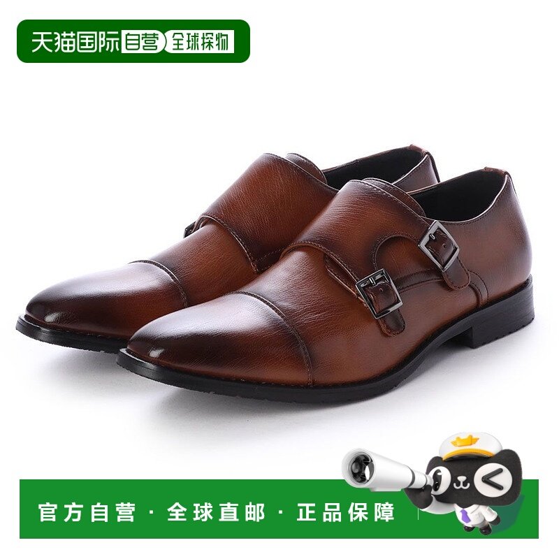 【日本直邮】Gino Zeeno 商务鞋男皮鞋长鼻防滑直尖双僧带（棕色,流行男鞋,时尚休闲鞋,淘宝优惠券,粉丝福利购,淘宝优惠卷