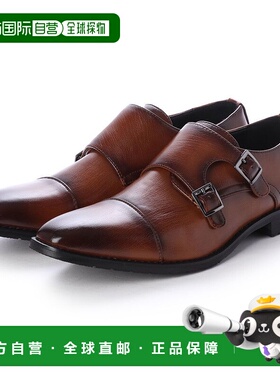 【日本直邮】Gino Zeeno 商务鞋男皮鞋长鼻防滑直尖双僧带（棕色