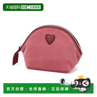 1h可退 日本直邮Francfranc 心形贴章天鹅绒化妆包 S 粉色