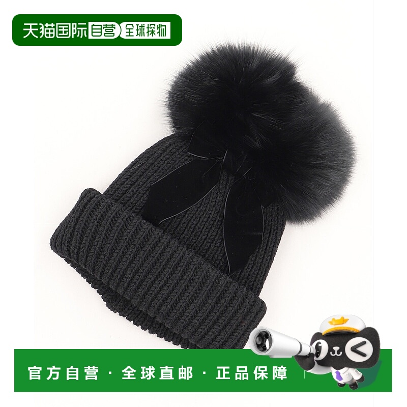 1h可退 日本直邮CA4LA 女装 罗纹针织 折边狐狸毛球毛线帽 ONM019