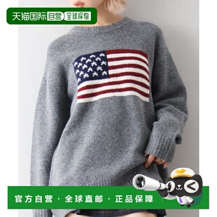 日本直邮SpRay USA旗帜提花针织衫 女装 型 半拉链 宽松版 1h可退