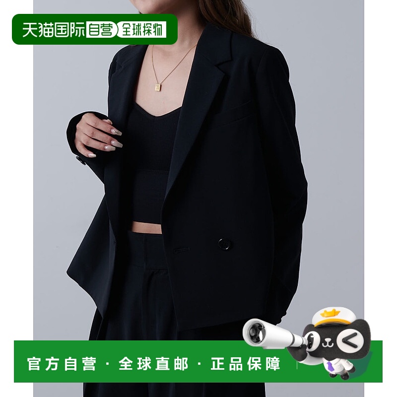 1h可退 日本直邮Lui's FEMME 女士短款半双排扣西装外套 仿羊毛质