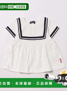 1h可退 日本直邮moujonjon 儿童款带线条海军风短袖T恤 M42801