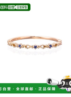 日本直邮日潮 4度C Canal ４℃ K10玫瑰金戒指蓝宝石天然生日叠戴