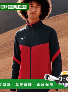 【日本直邮】美津浓TEAMLINE拉链款立领运动服32MC1150中国红/黑X