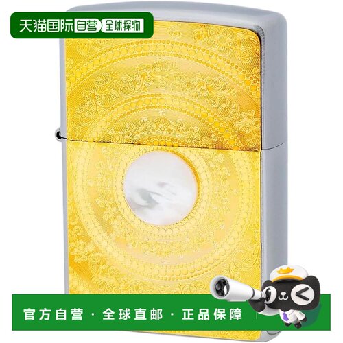 【日本直邮】Zippo 镀金白蝶贝贴片打火机 2MP-MoP(WH)GP
