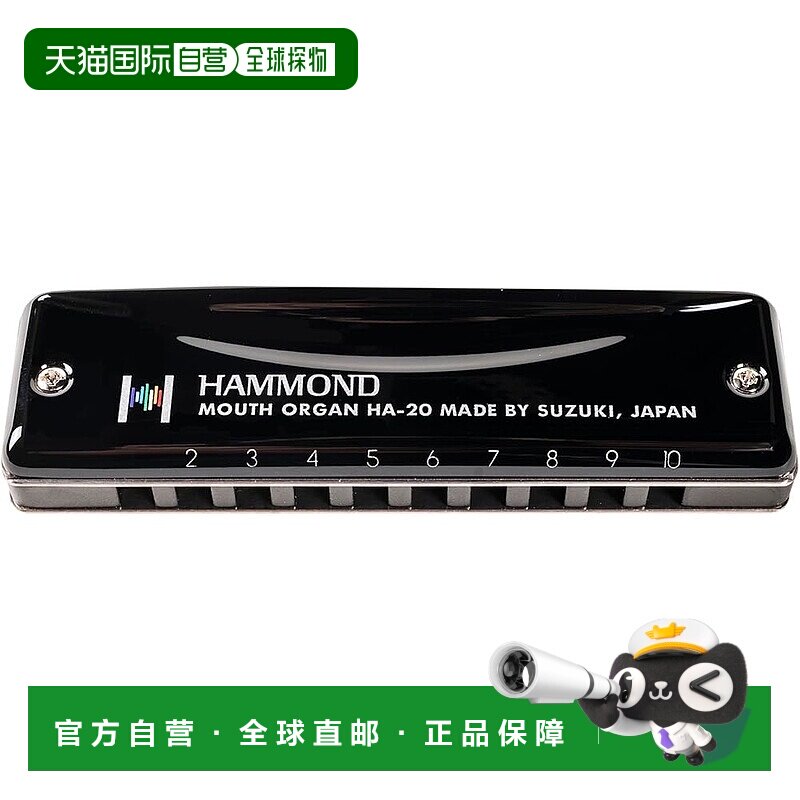 【日本直邮】HAMMOND 十孔口琴 HAMMOND HA-20 A调 黑色铃木