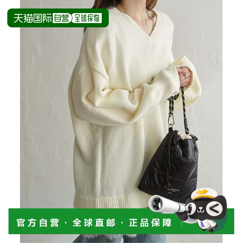 日本直邮VENCE EXCHANGE 女装 V领蕾丝下摆针织衫【付后1h可退】