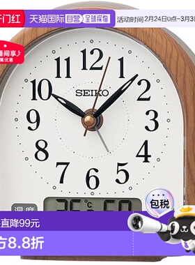 【日本直邮】Seiko精工 闹钟 棕色木纹 112×108×55mm KR523B