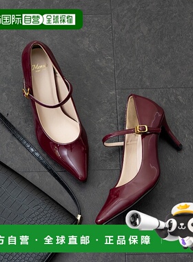 【日本直邮】Menuemenue尖头绑带高跟鞋（波尔多/珐琅风格）高帮