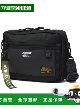 日本直邮AVIREX 限定款男士斜挎肩包 轻便小巧 A5尺寸 横型 黑色