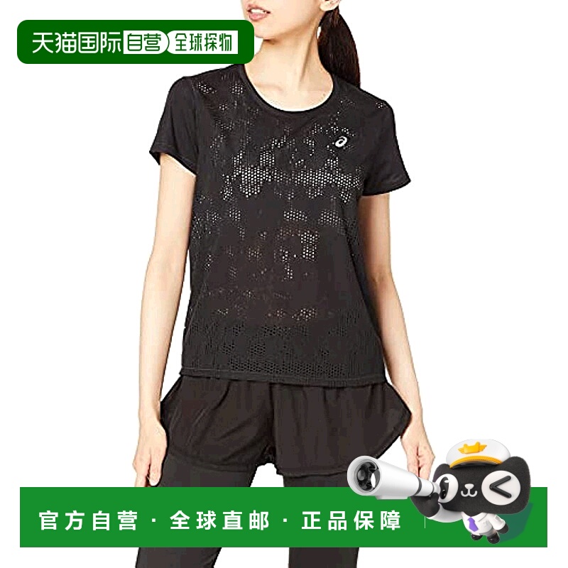 【日本直邮】ASICS 冷却短袖衫 2012C033 黑色）尺码： XS亚瑟士