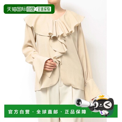 1h可退 日本直邮LAGUNAMOON 女装 克雷普褶边雪纺女衬衫 半透明设