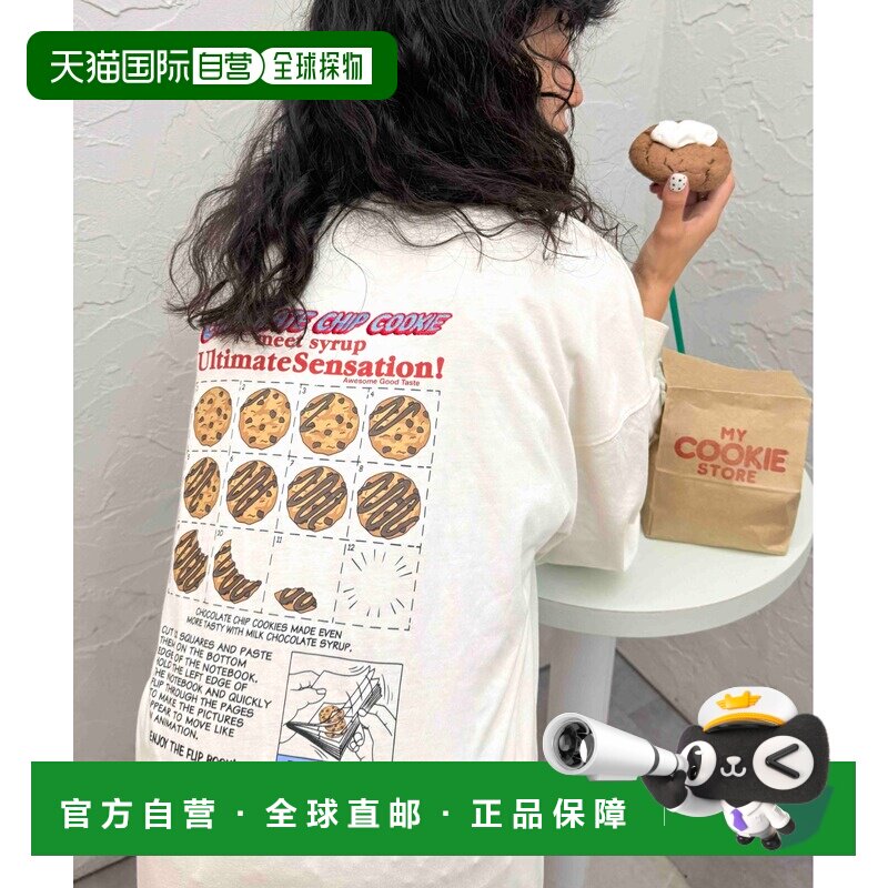 日本直邮AS KNOW AS plus 男女同款 复古饼干刺绣长袖T恤 Q21266