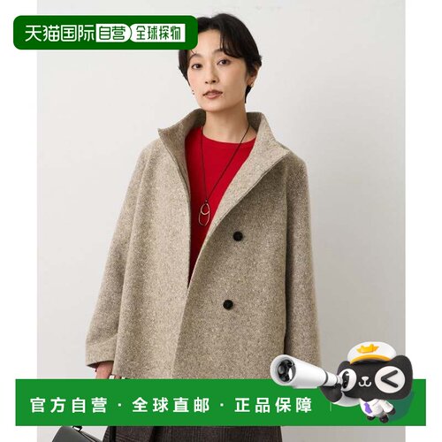 日本直邮UNTITLED 经典粗花呢驼棕色大衣 上衣