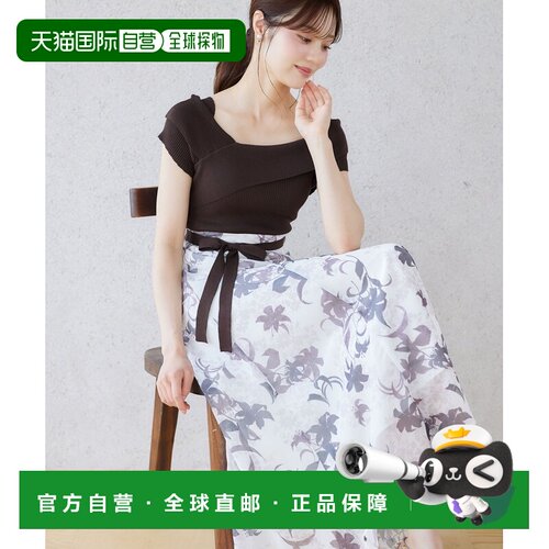 日本直邮tocco closet 女装 不对称罗纹针织拼接莉莉花卉印花连衣