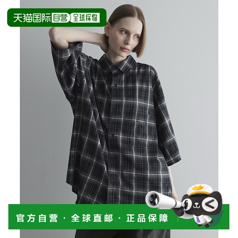 1h可退 日本直邮remer 男女同款休闲格纹半袖衬衫 RR00000049