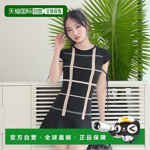 日本直邮日潮 michellmacaron格纹荷叶边针织连衣裙SJJ0230XC