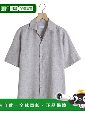 1h可退 日本直邮ERRICO FORMICOLA 男士条纹短袖开放领衬衫 11347