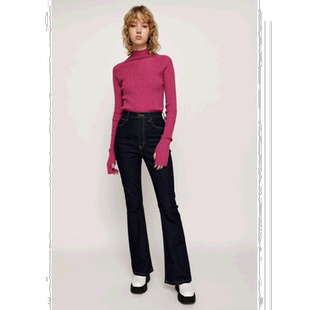 1h可退 日本直邮SLY 女士高腰喇叭裤 牛仔布料 保持深色效果 突显