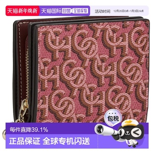 女士皮革老花卡其色二折叠钱包CF522 时尚 日本直邮 COACH蔻驰经典